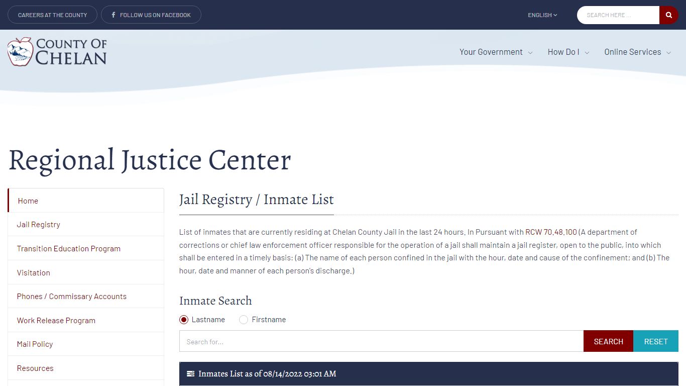 Chelan County Regional Justice Center - Jail Registry ...